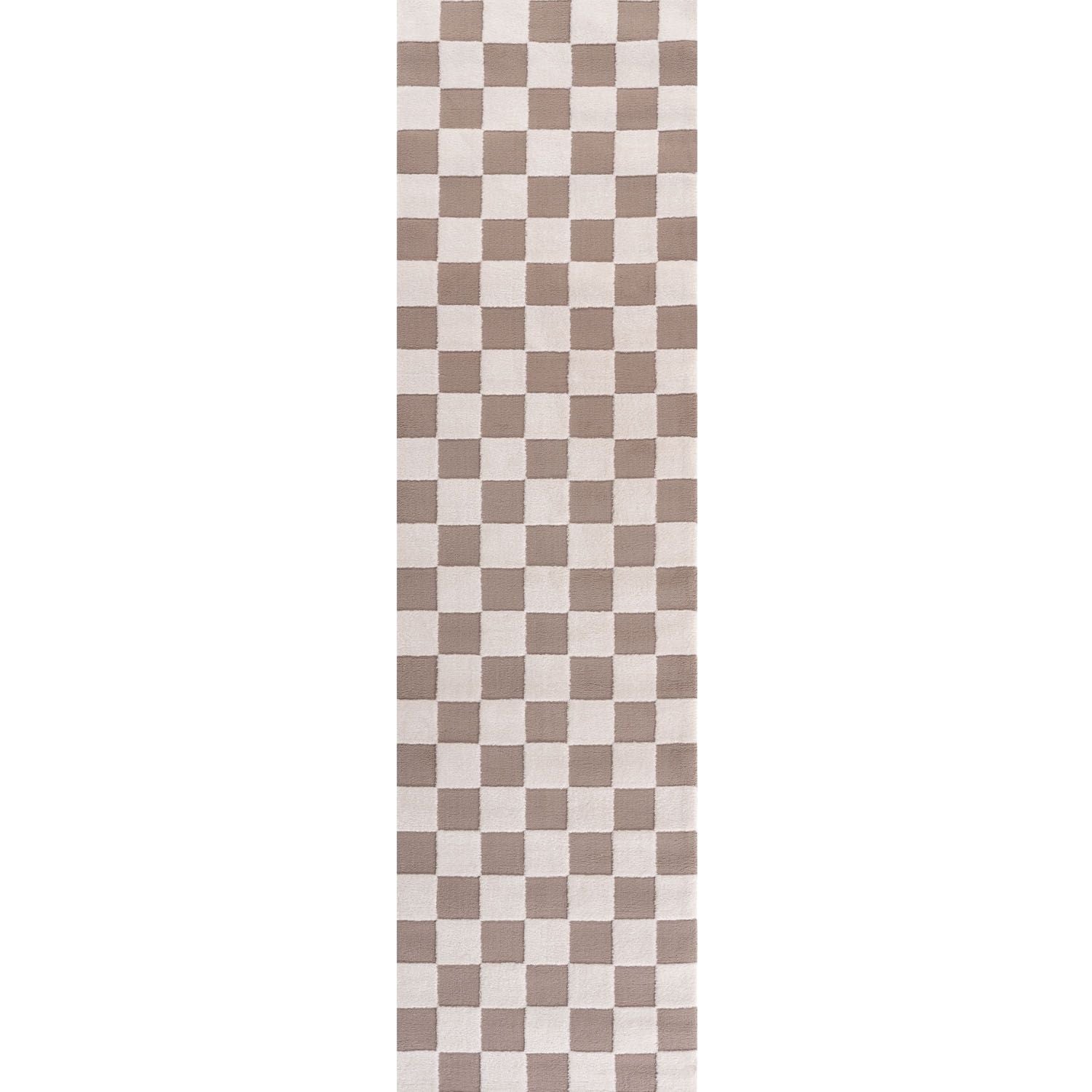 Loft Checkerboard Beige Cream Contemporary Rug