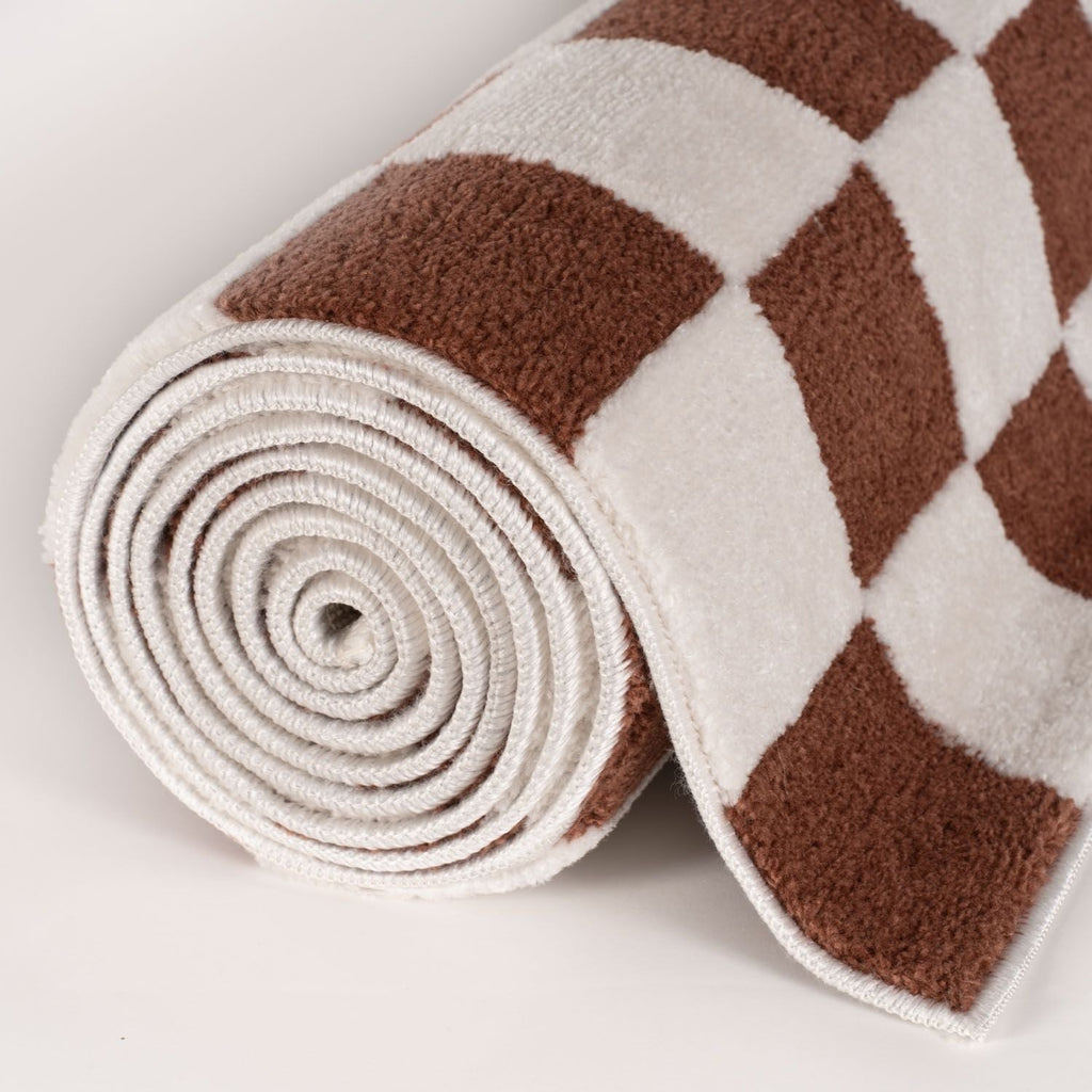 Loft Checkerboard Terra Cream Contemporary Rug