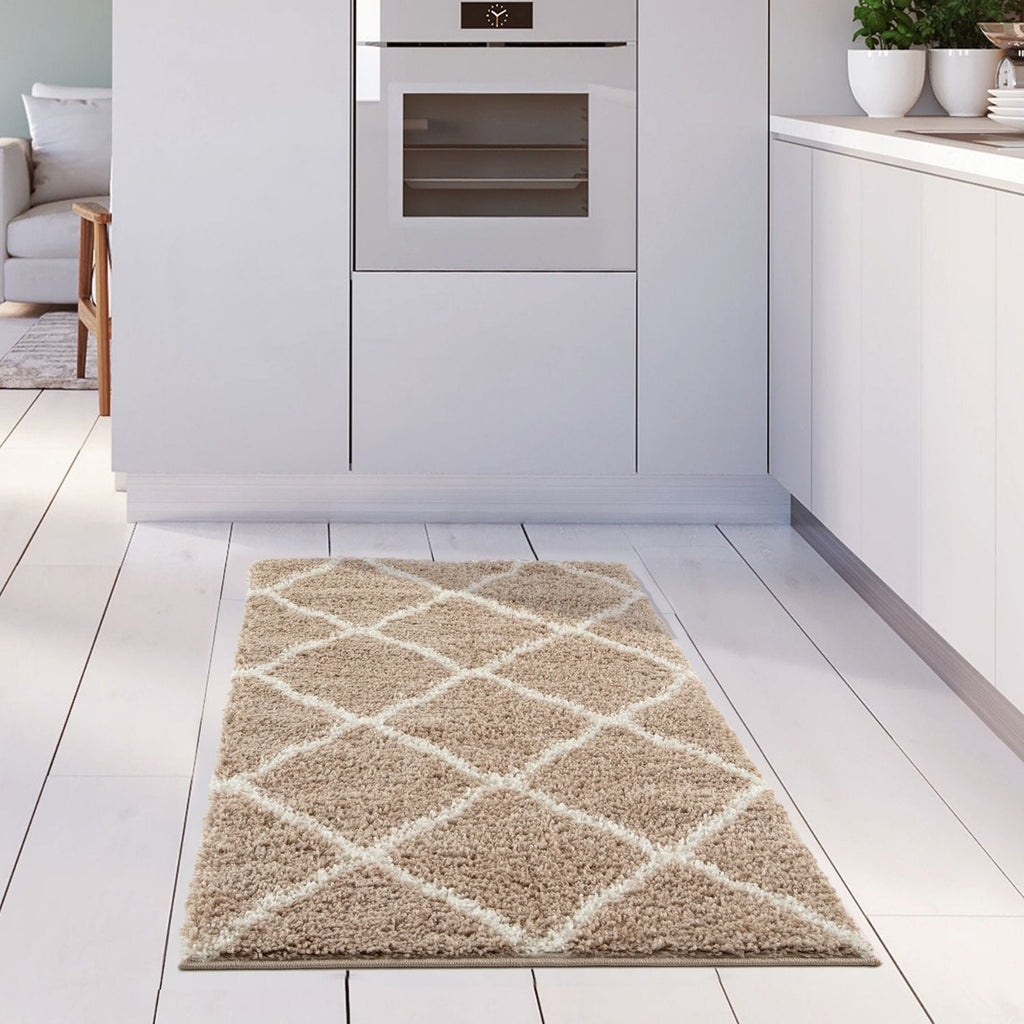 Moroccan Beige Shaggy Natural Rug