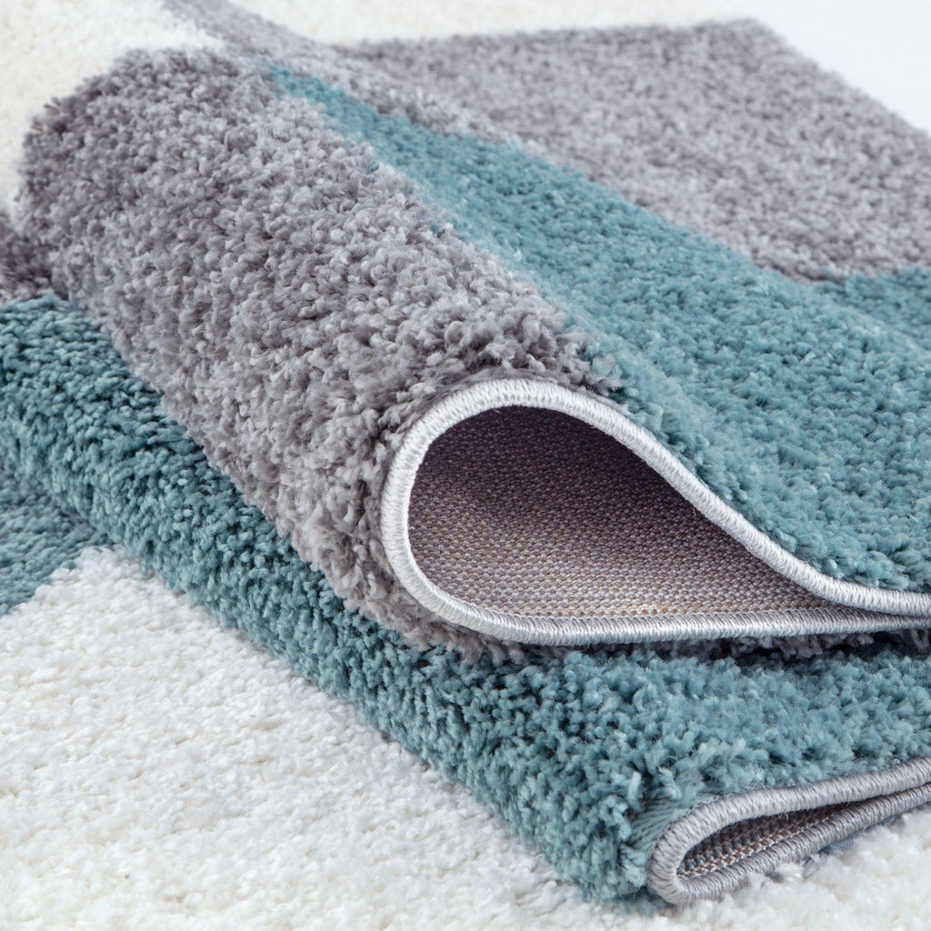 Myshaggy Geometric Duck Egg Blue Rug