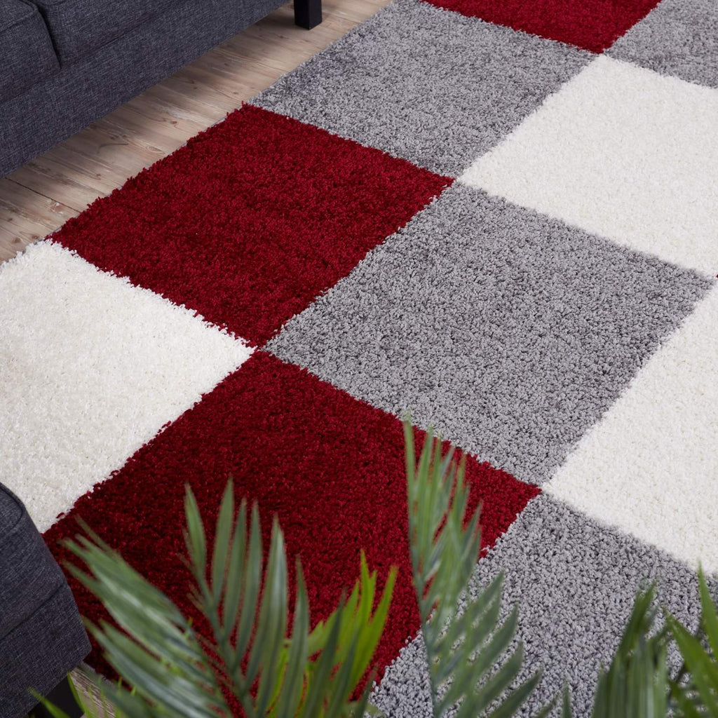 Myshaggy Geometric Red Contemporary Rug