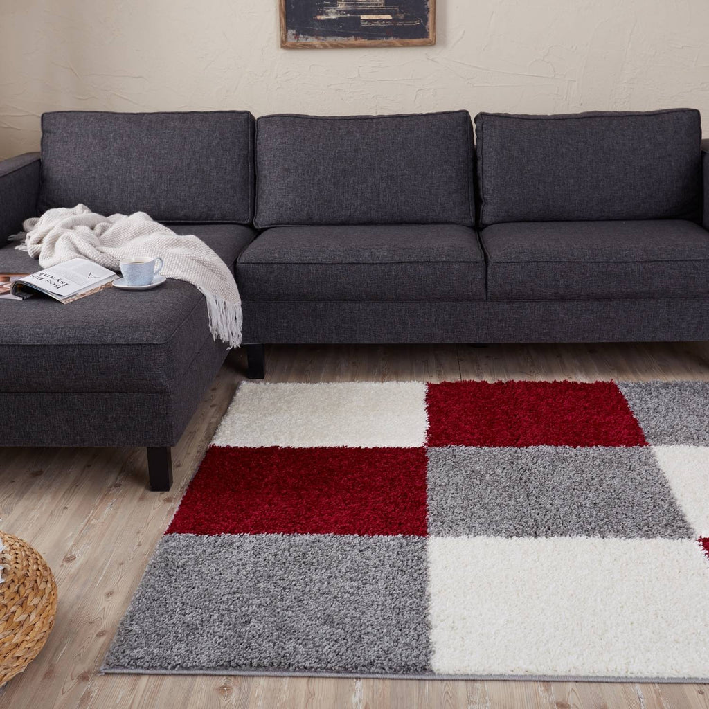 Myshaggy Geometric Red Contemporary Rug