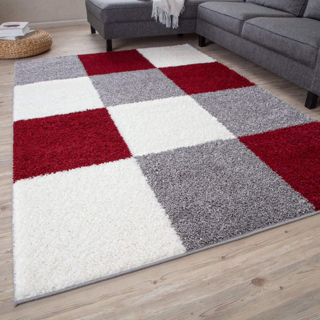 Myshaggy Geometric Red Contemporary Rug