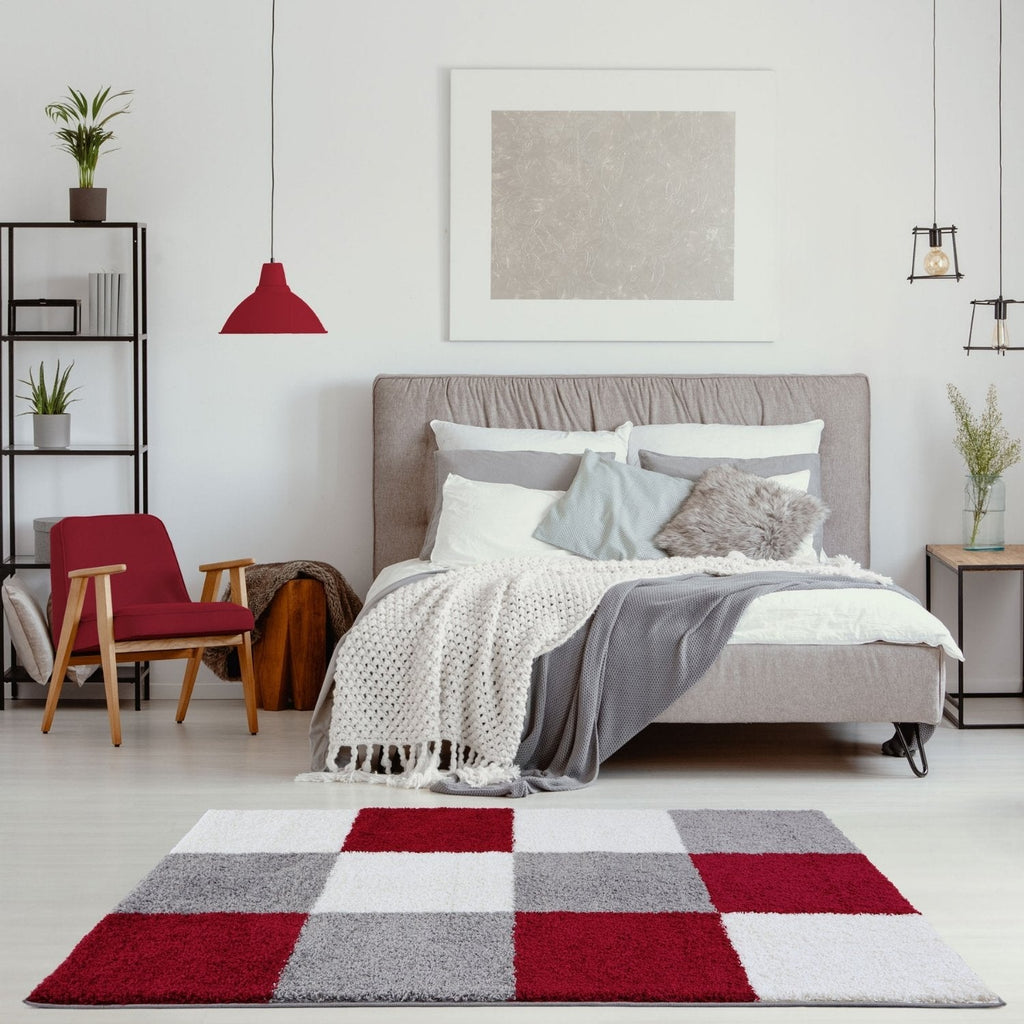 Myshaggy Geometric Red Contemporary Rug