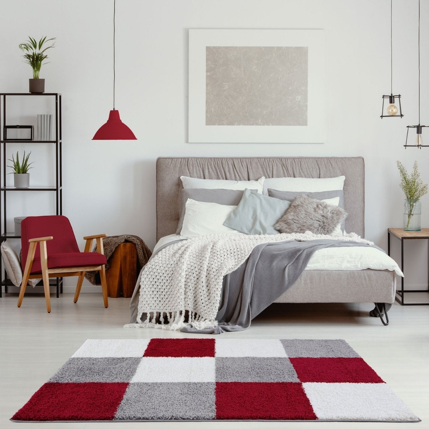 Myshaggy Geometric Red Contemporary Rug