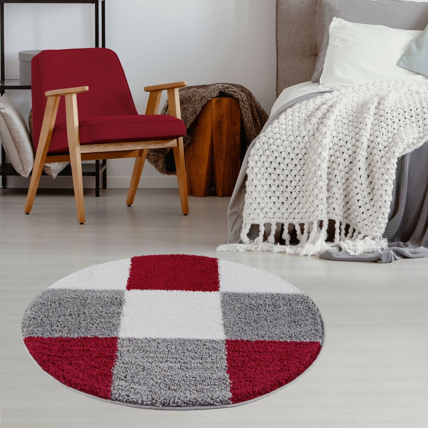 Myshaggy Geometric Red Contemporary Rug