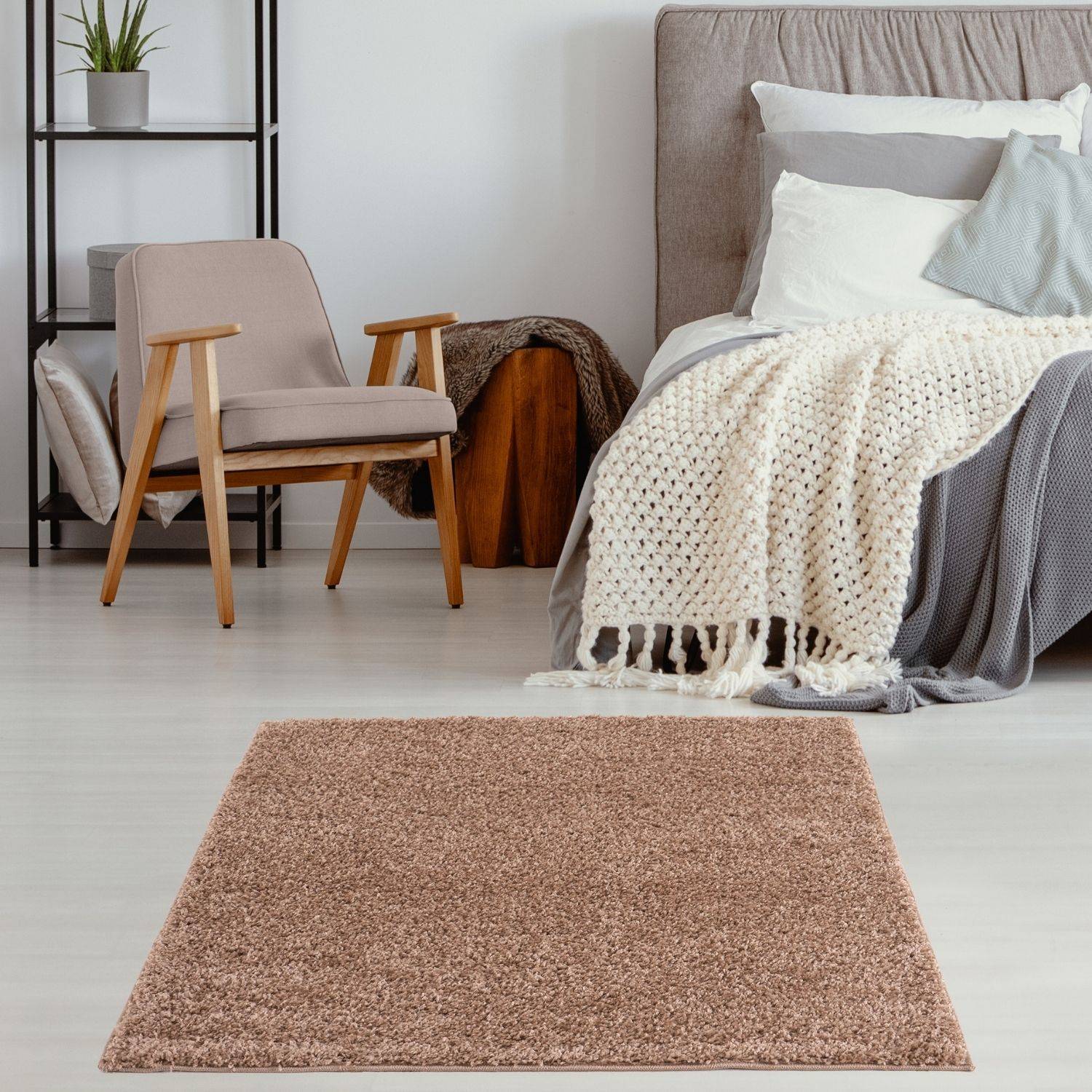 Myshaggy Solid Beige Modern Rug