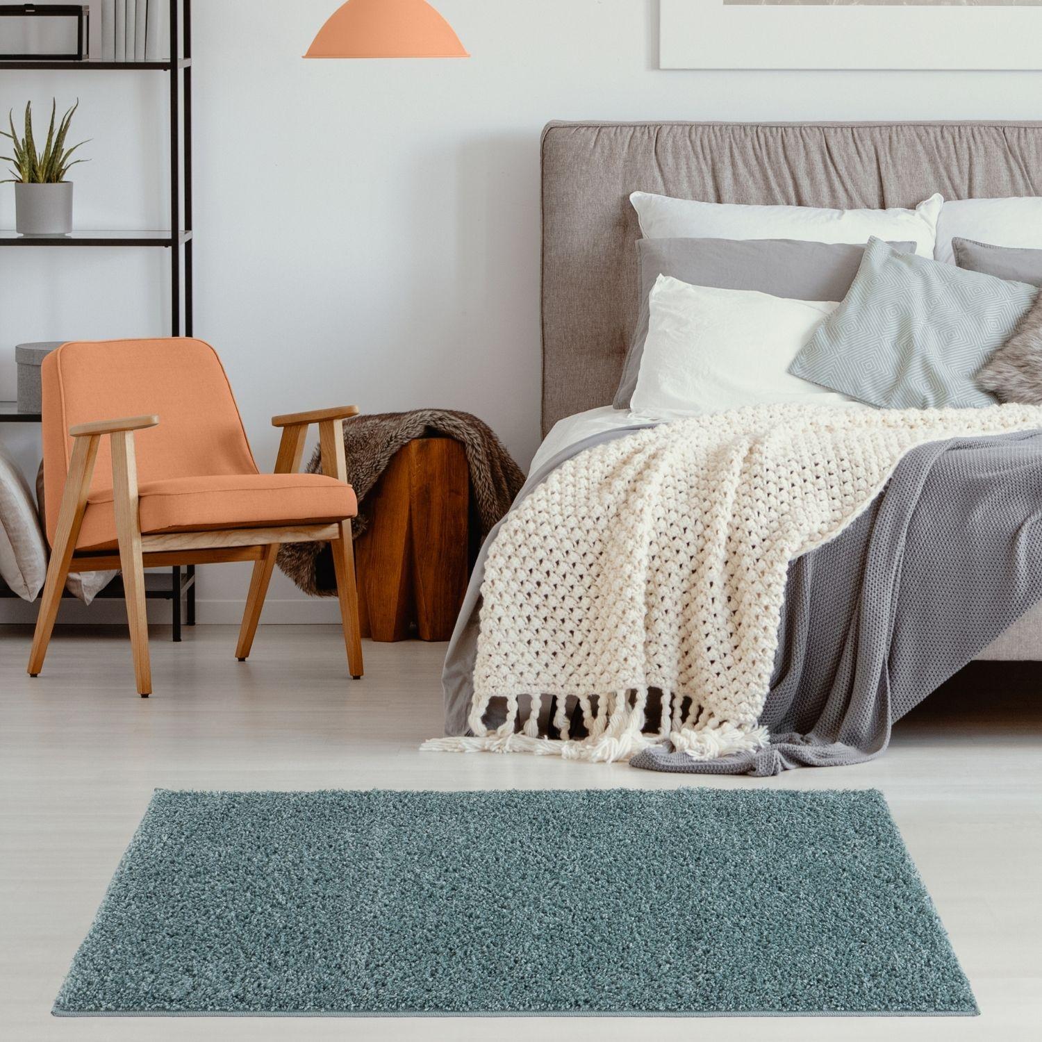 Myshaggy Solid Duck Egg Blue Rug