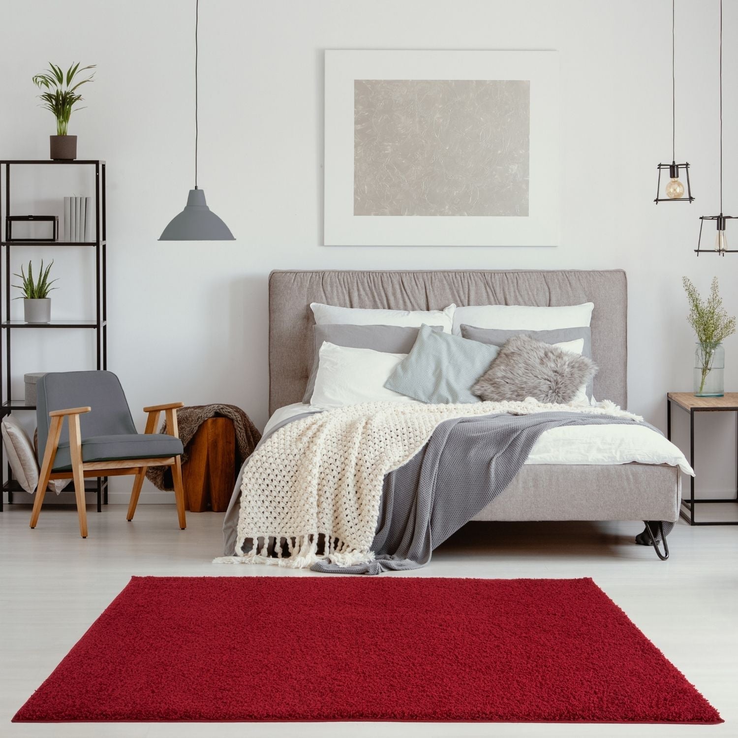 Myshaggy Solid Red Gold Contemporary Rug