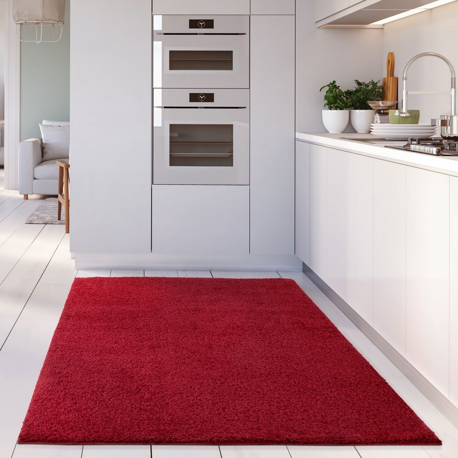 Myshaggy Solid Red Gold Contemporary Rug