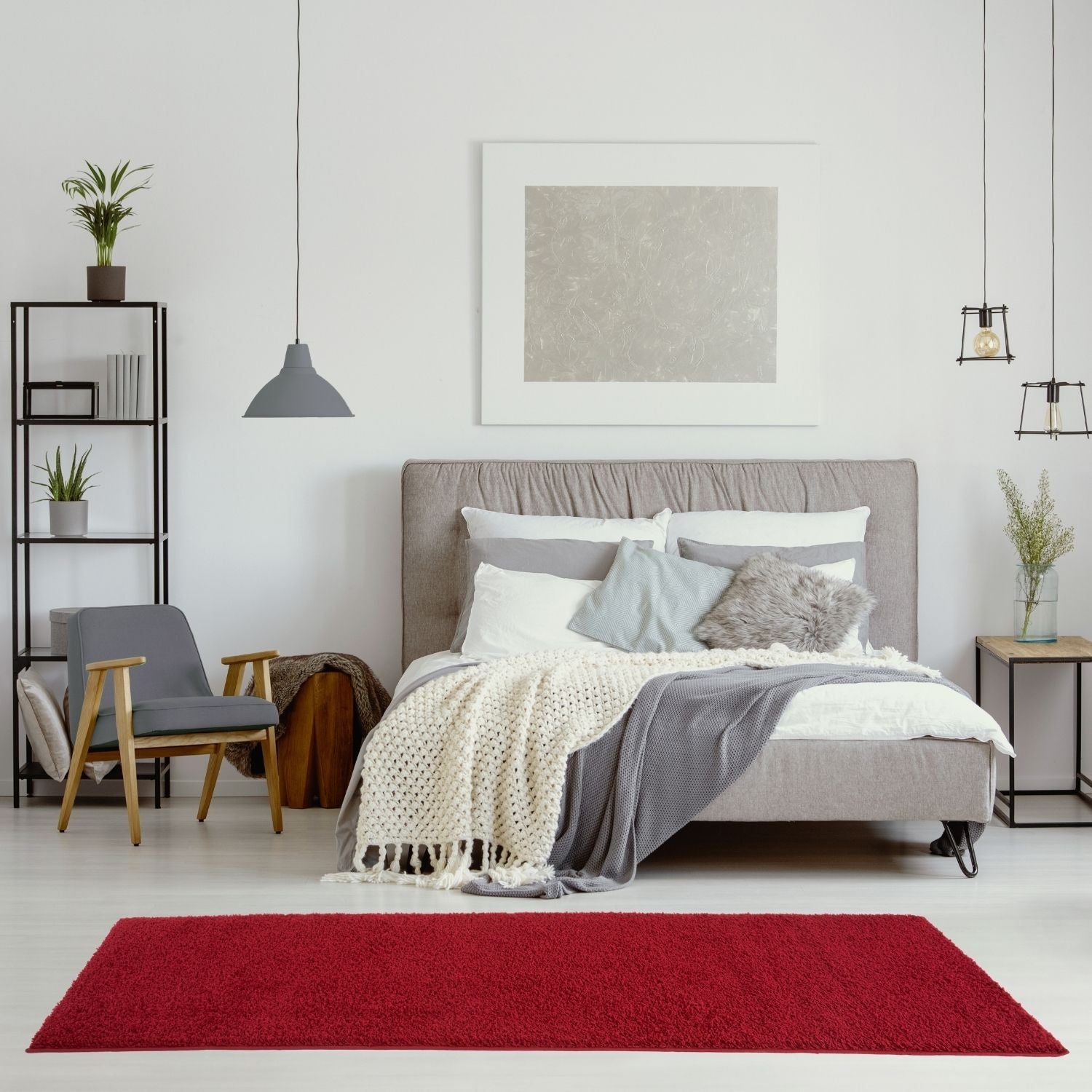 Myshaggy Solid Red Gold Contemporary Rug