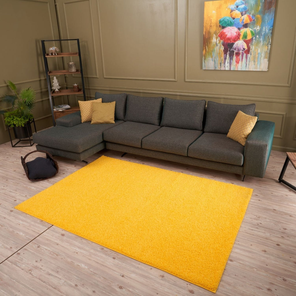 Myshaggy Solid Yellow Natural Contemporary Rug