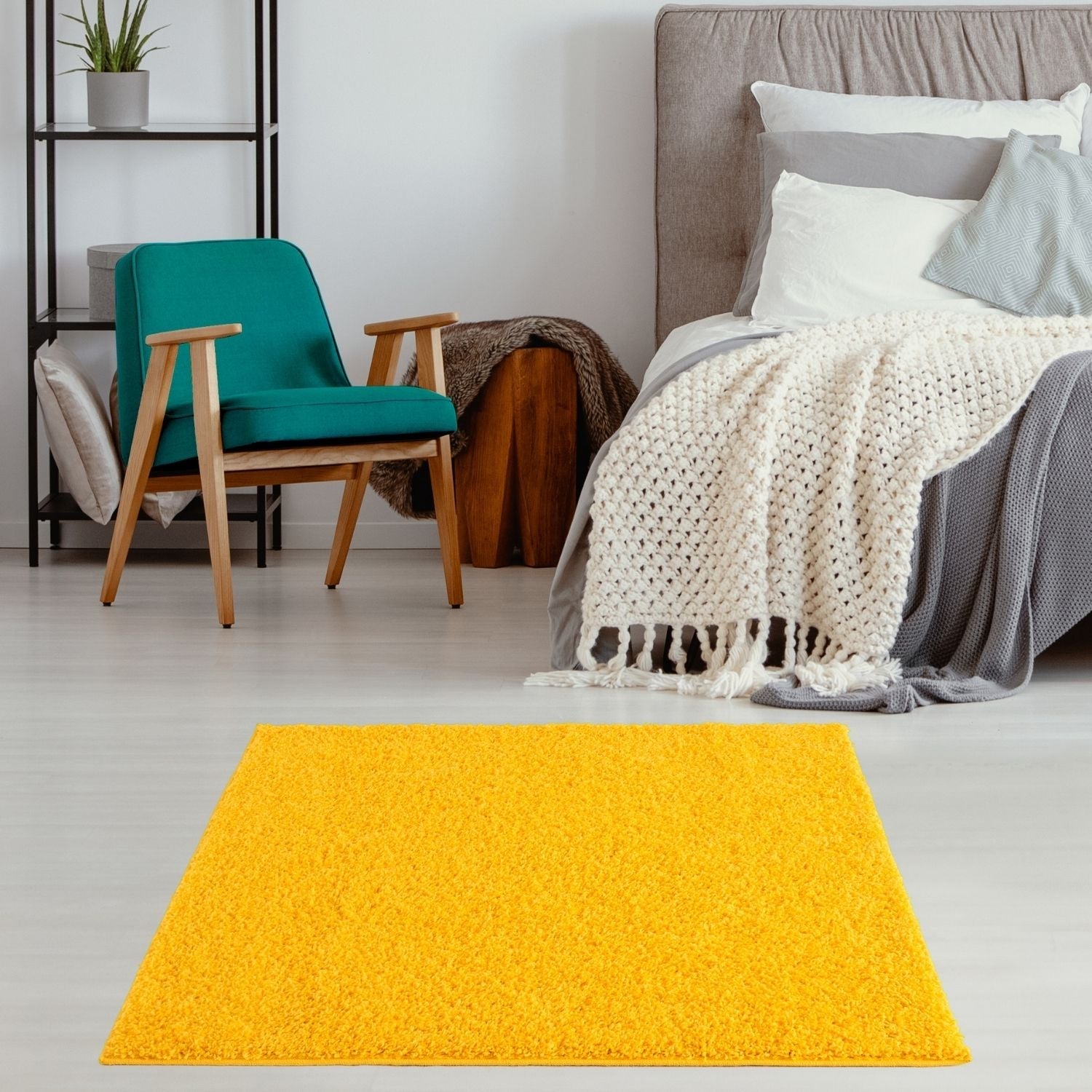 Myshaggy Solid Yellow Natural Contemporary Rug