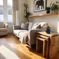 Set of 3 Solid Wood Rustic Nest Of Tables with Timber Legs