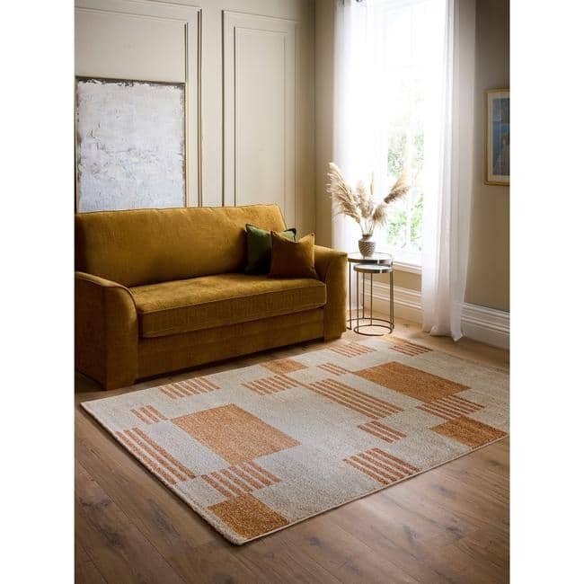 Nomad Rug Abstract Design Beige Contemporary