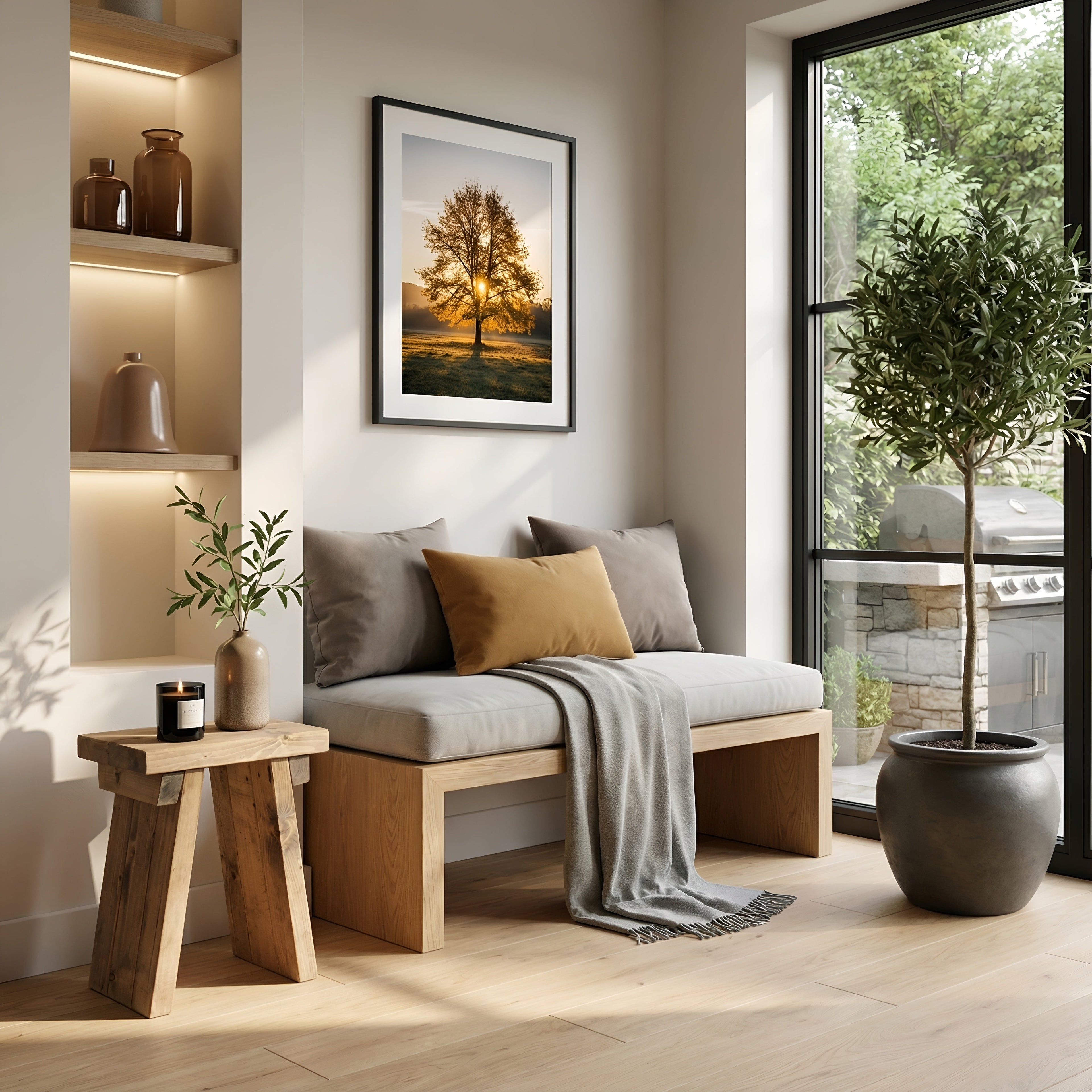 Small DIAN Rustic Wooden Coffee Table With Angled Legs / Side Table
