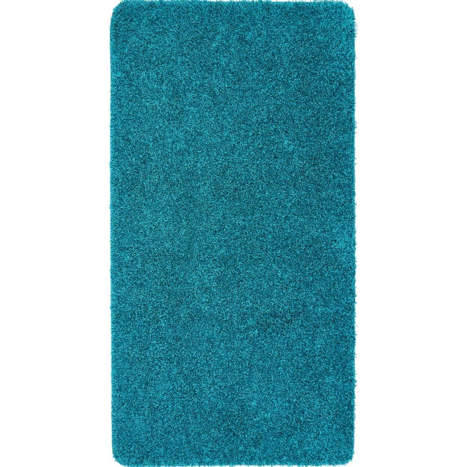 Washable Teal Shaggy Contemporary Rug