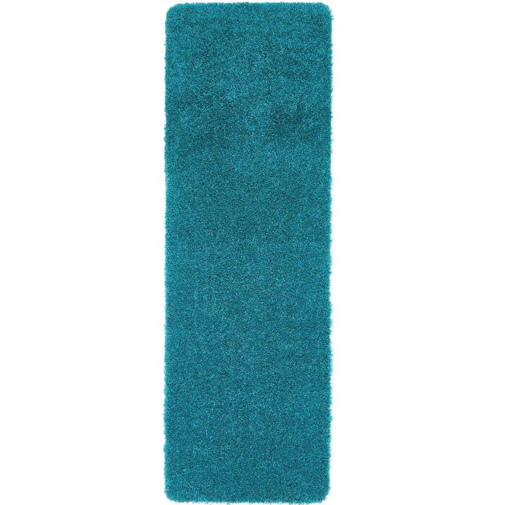 Washable Teal Shaggy Contemporary Rug