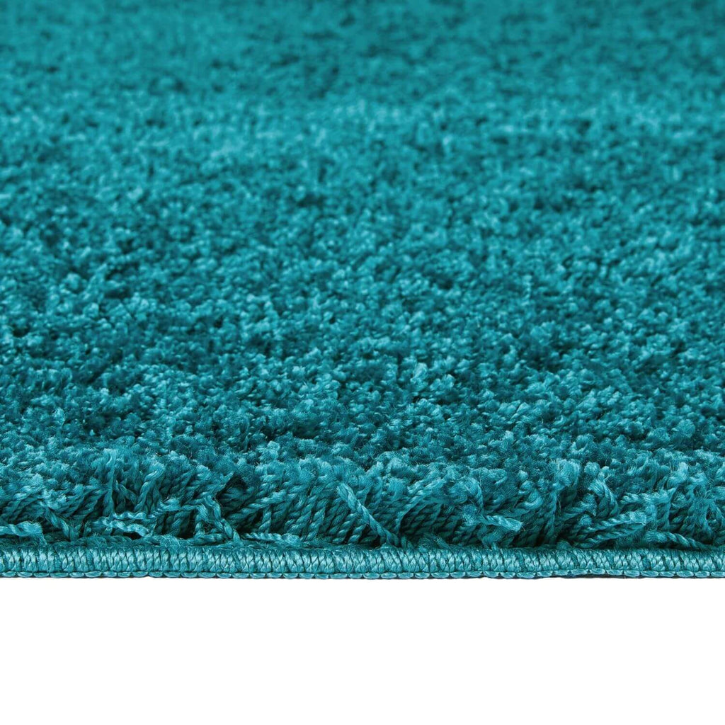 Washable Teal Shaggy Contemporary Rug