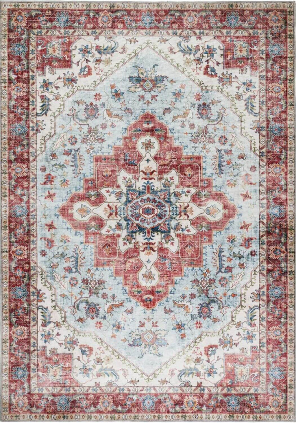 Washable Rug Eterna Red Cotton Natural Vintage