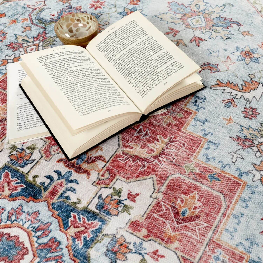 Washable Rug Eterna Red Cotton Natural Vintage