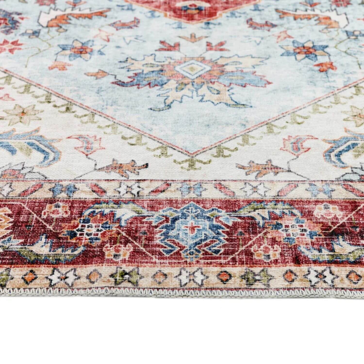 Washable Rug Eterna Red Cotton Natural Vintage