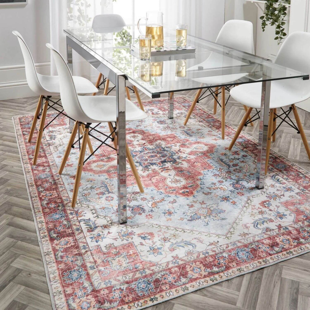 Washable Rug Eterna Red Cotton Natural Vintage
