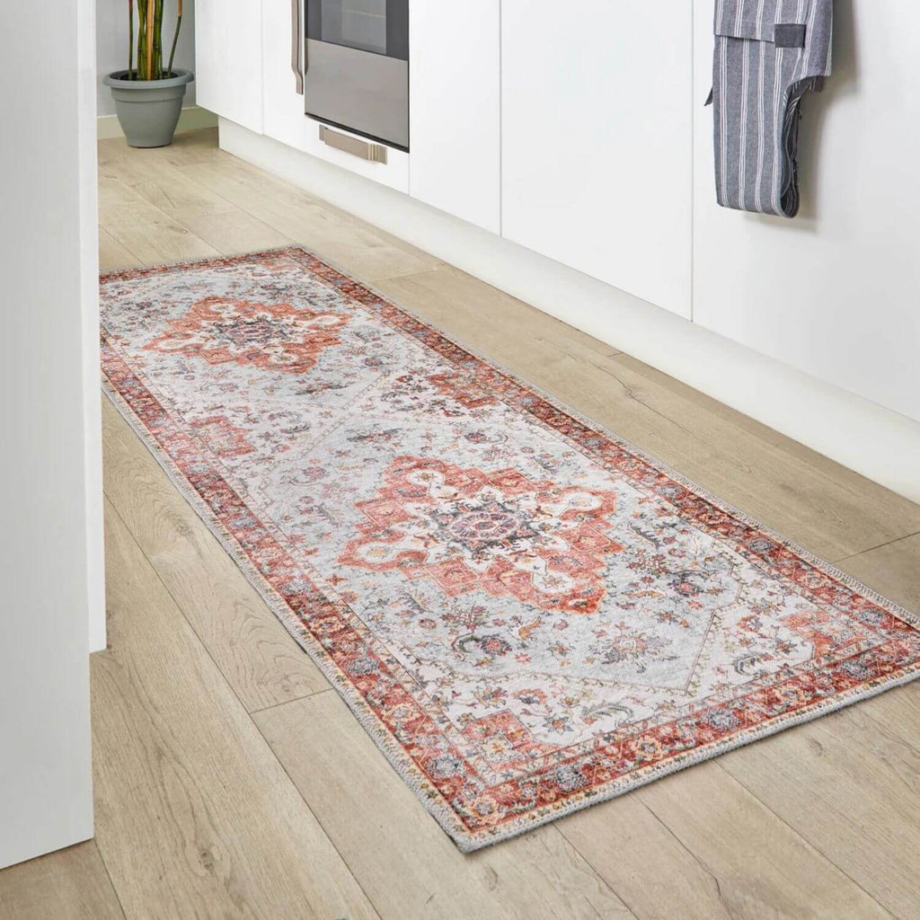 Washable Rug Eterna Red Cotton Natural Vintage