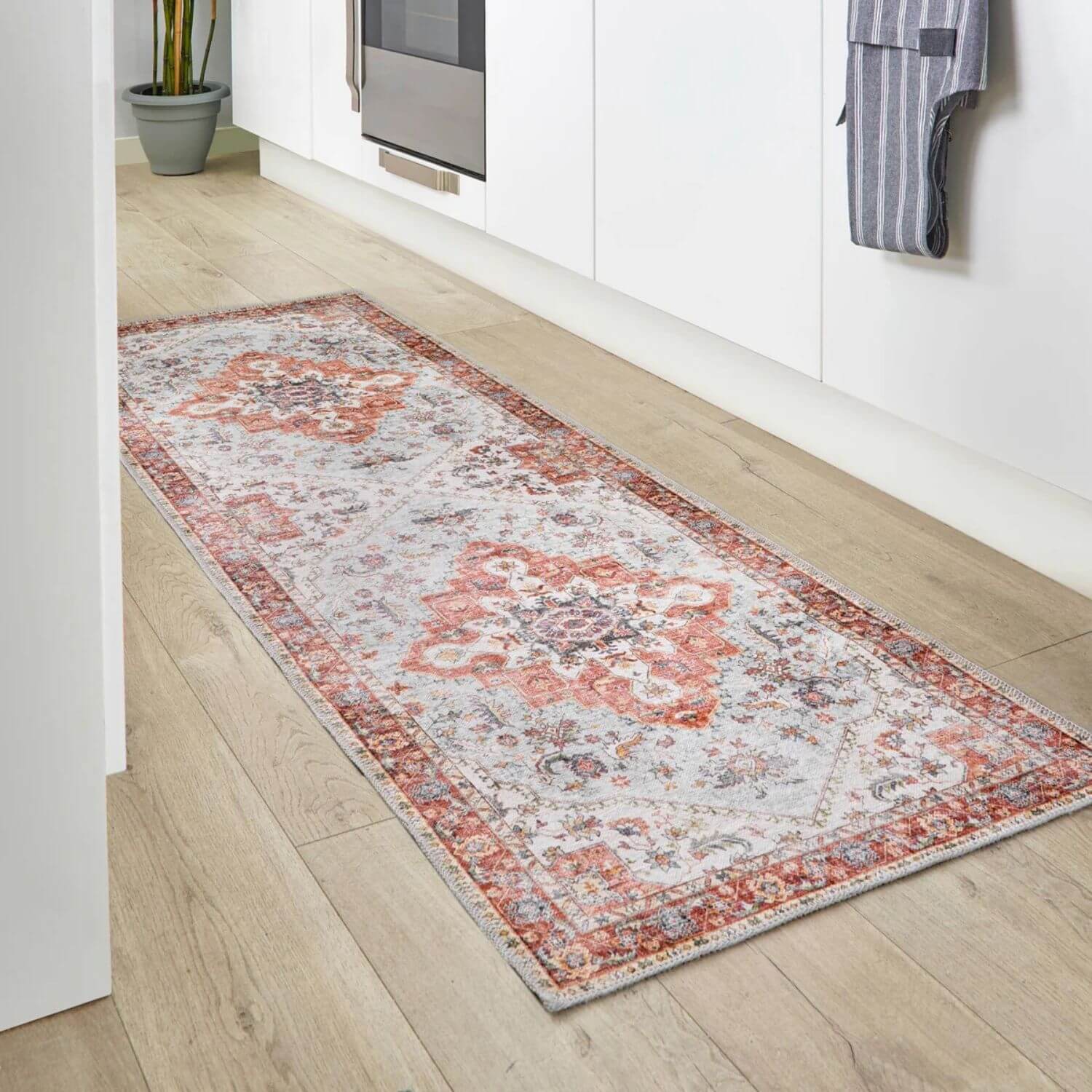 Washable Rug Eterna Red Cotton Natural Vintage