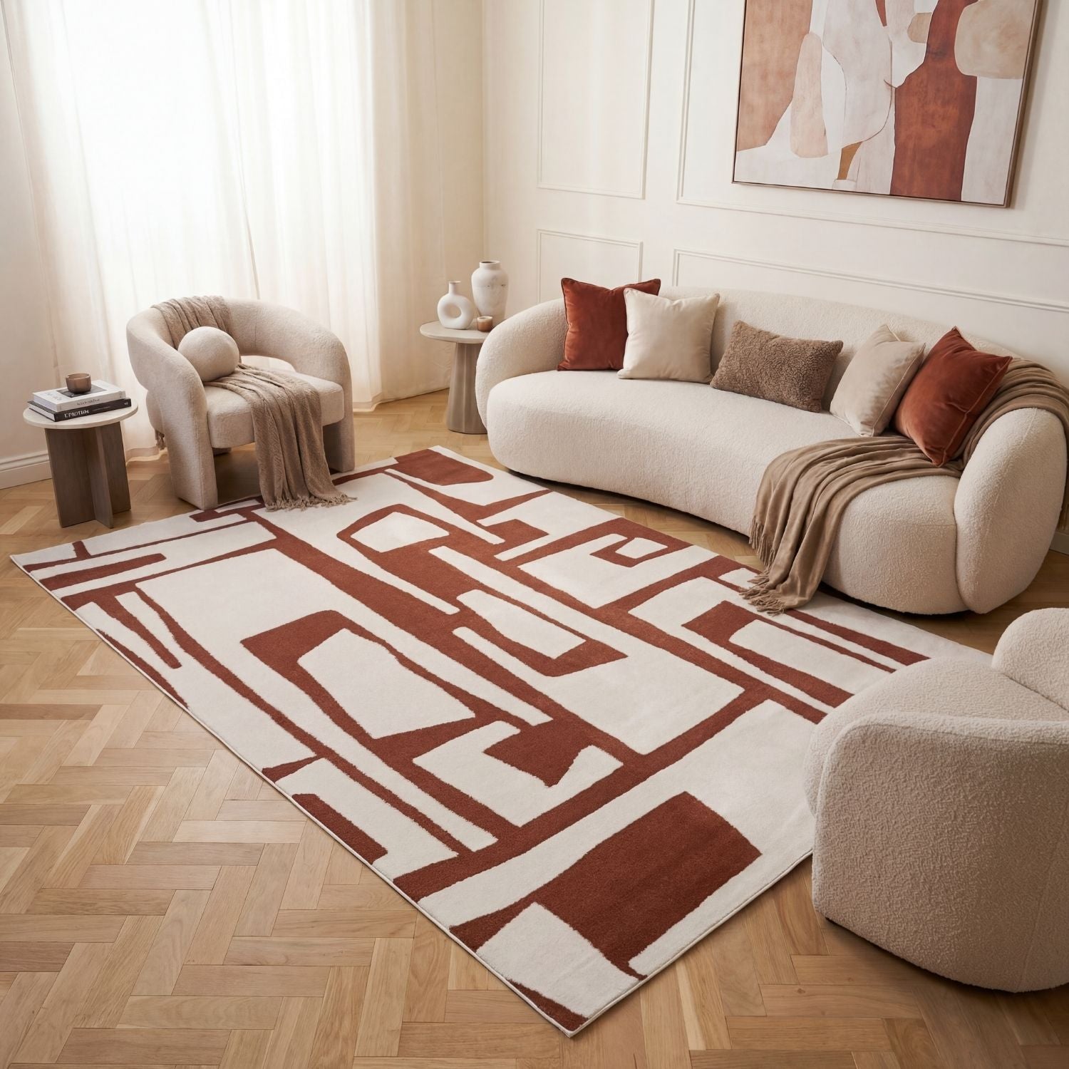 Loft Abstract Terra Cream Modern Rug