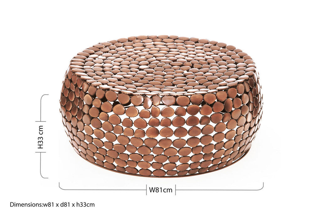 Gold Round Iron Pebble Design Coffee Table, Templar