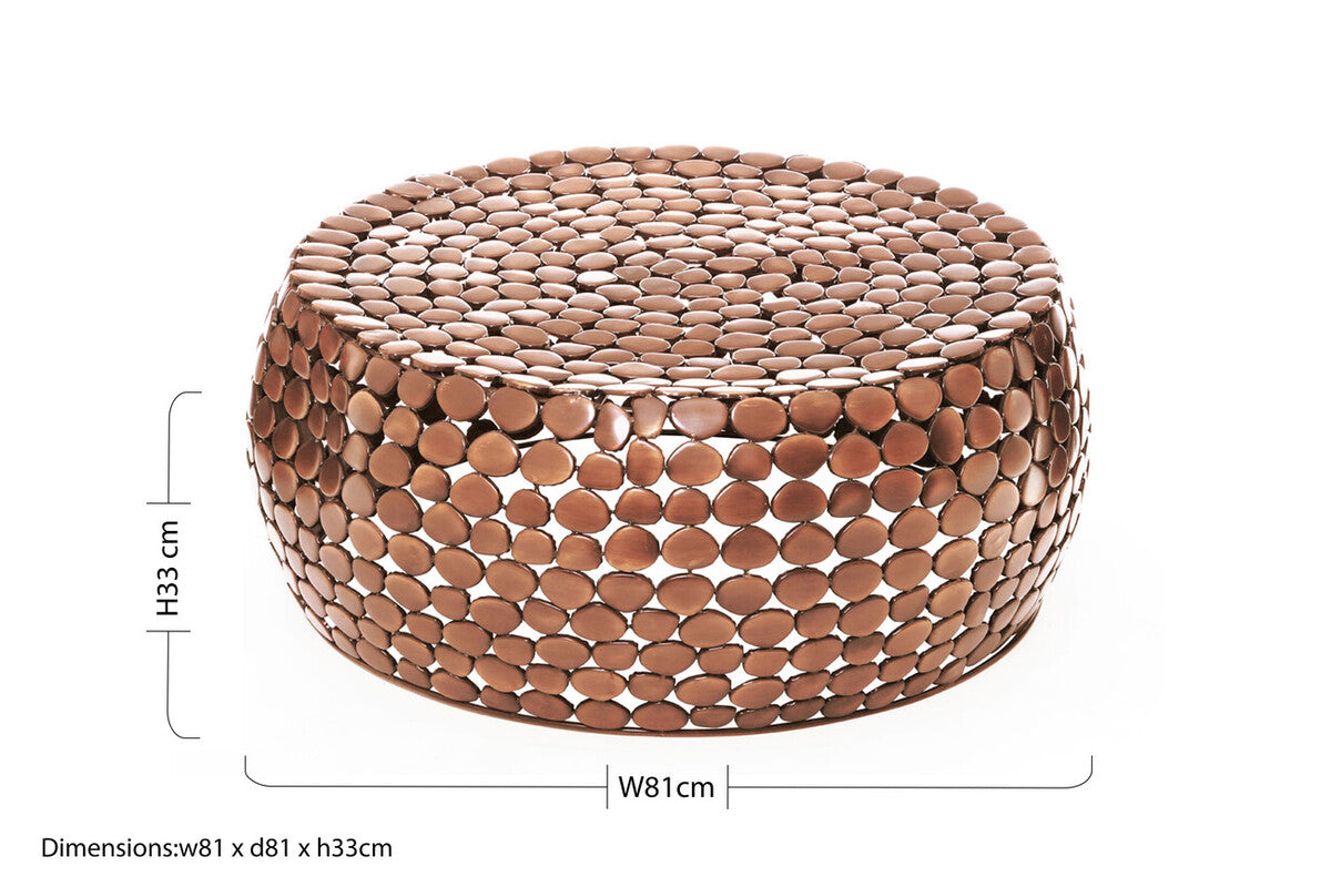 Gold Round Iron Pebble Design Coffee Table, Templar