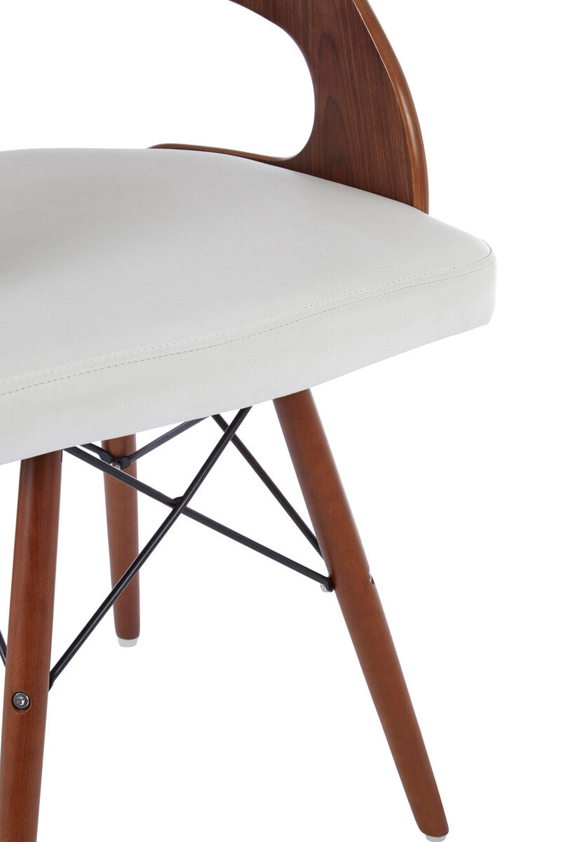 Parkar White Leather Chair With Curved Back