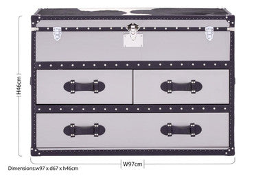 Black & White Cowhide Coffee Table With 3 Drawers & Leather Trim, Kensington Townhouse