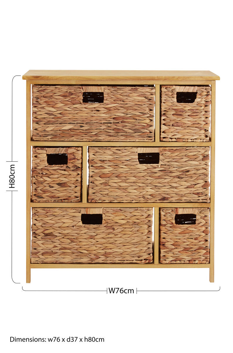 Padstow Storage Unit With 6 Water Hyacinth Drawers
