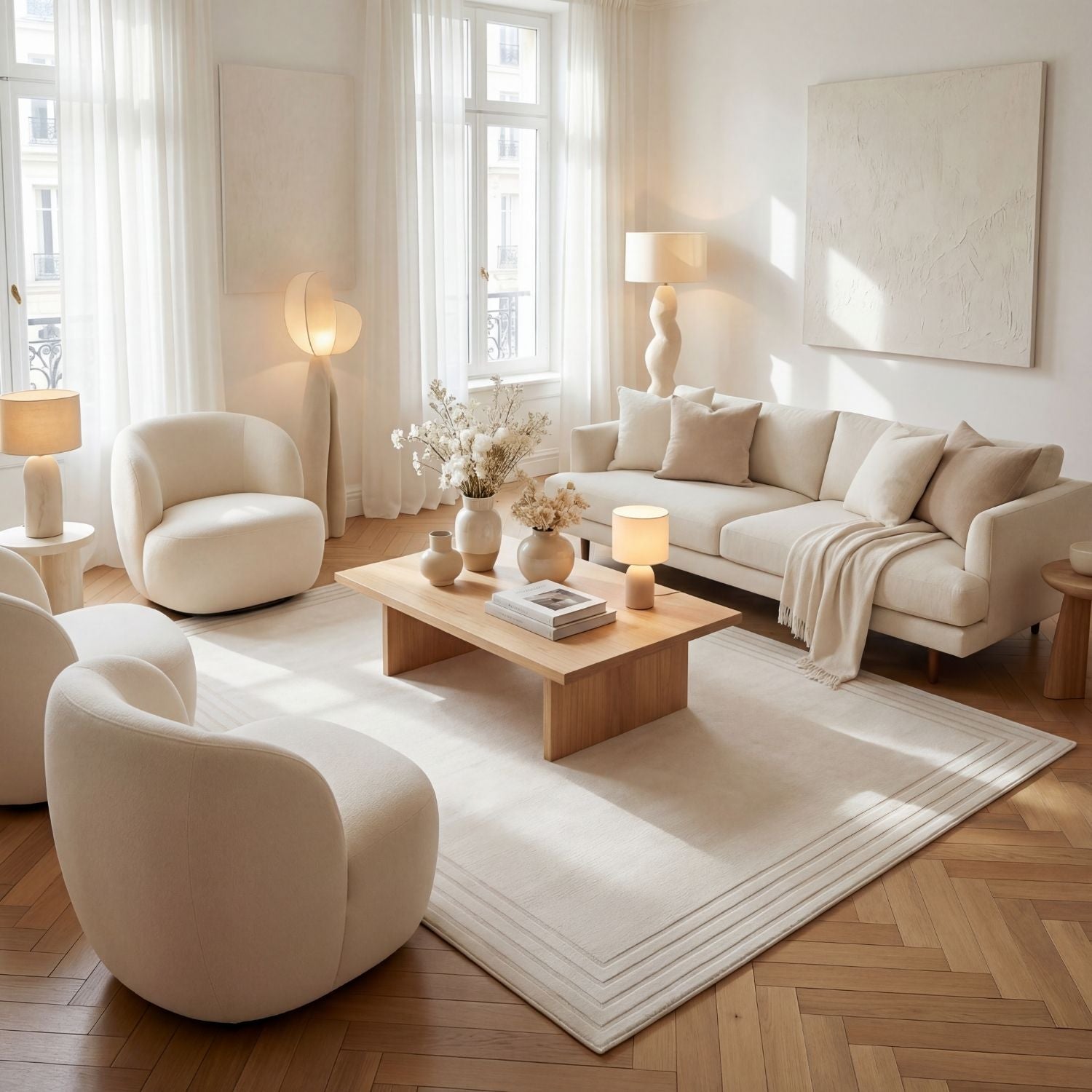 Carmel Cream Bordered Rug