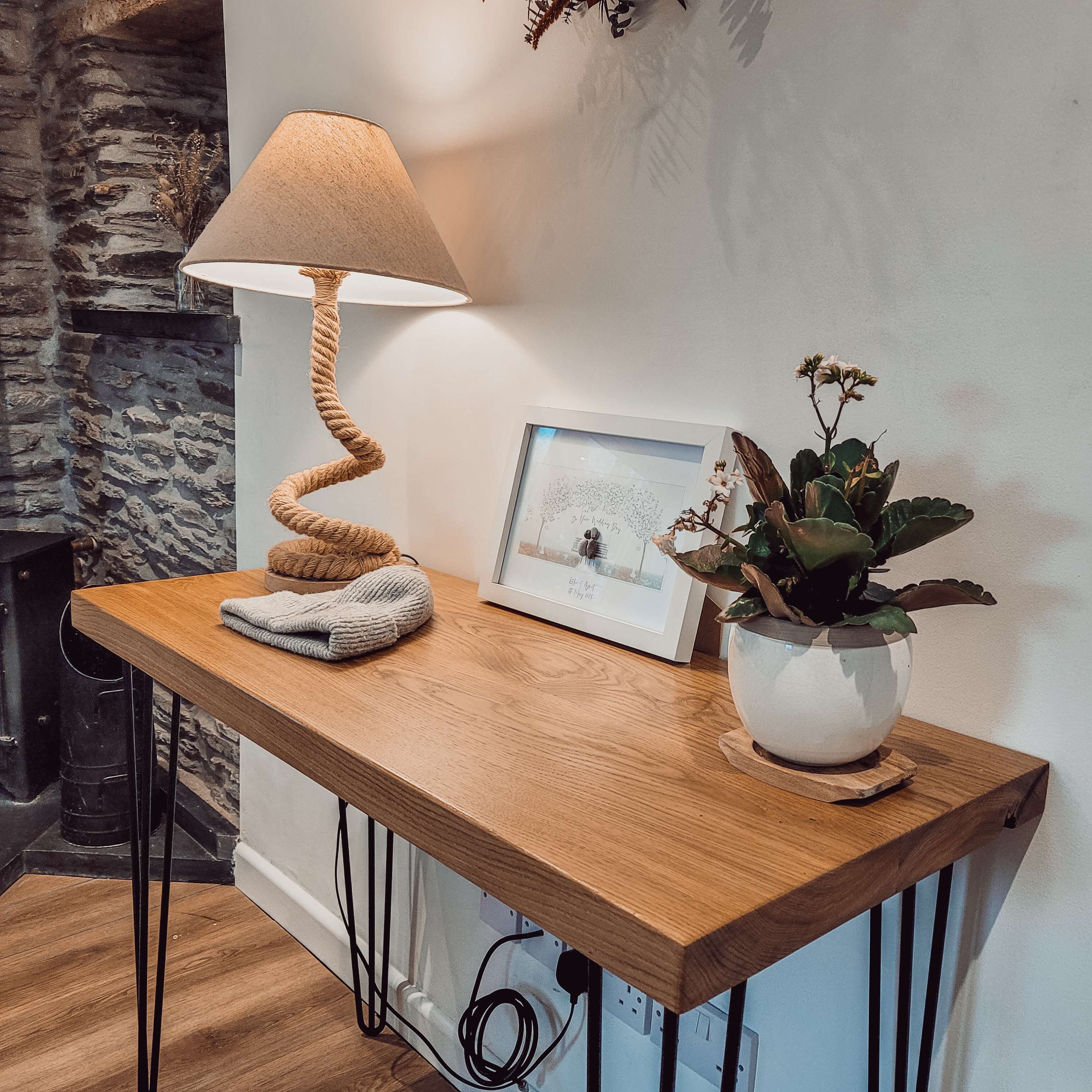 LARIA Oak Entryway Console / Wooden Hall Console Cabinet
