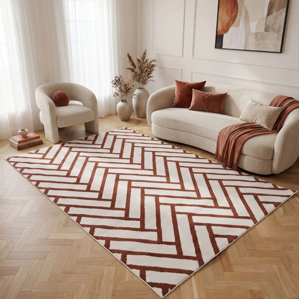 Loft Chevron Terra Cream Modern Rug