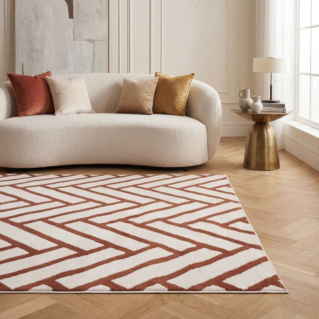 Loft Chevron Terra Cream Modern Rug