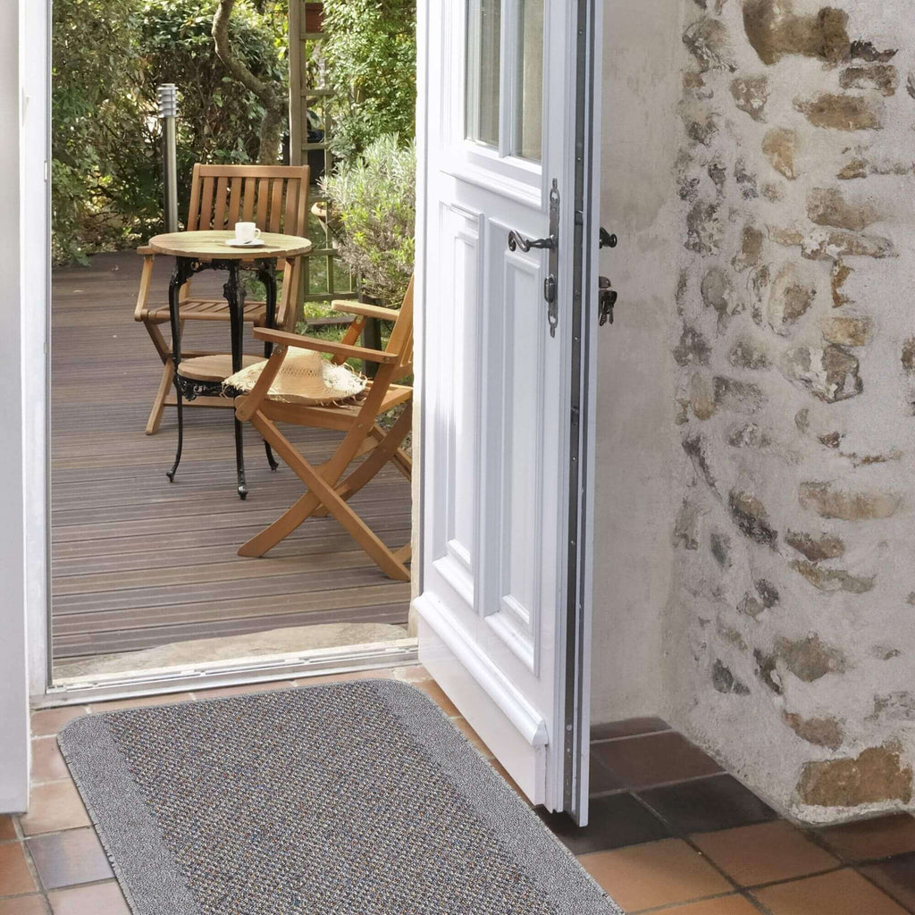 Washable Bordered Silver Grey Rug