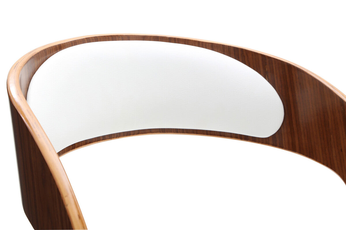Parkar White Leather Chair With Curved Back