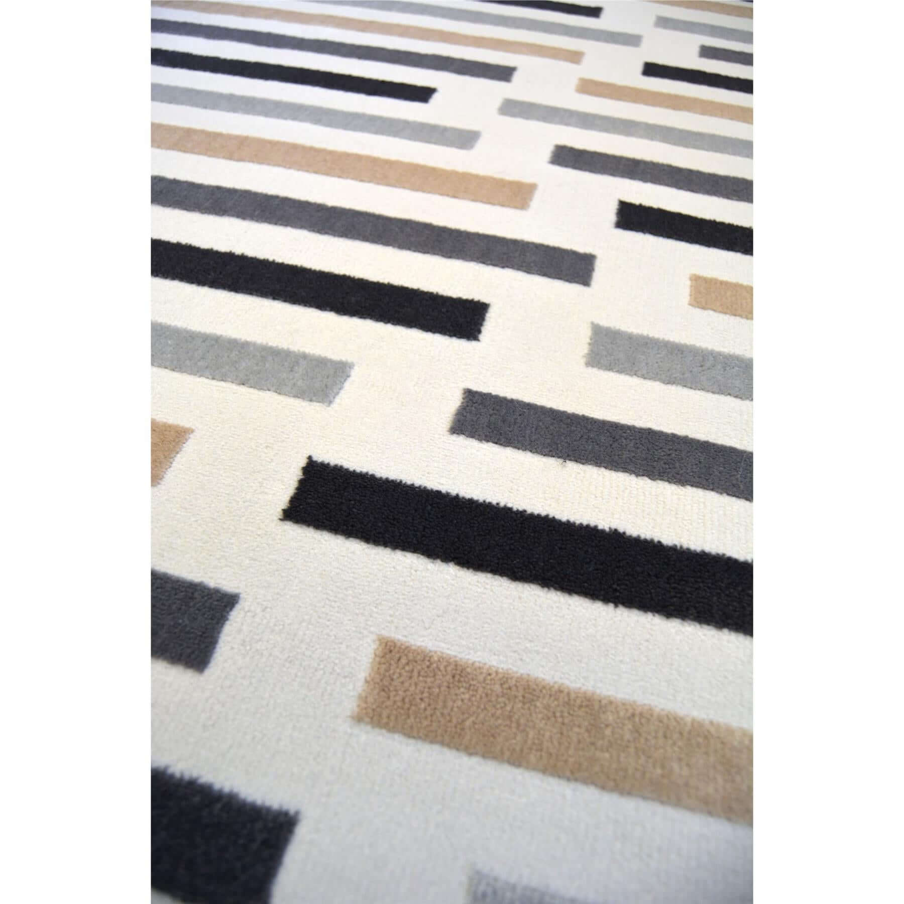 Abstract Multicolour Stripe Polyester Modern Rug
