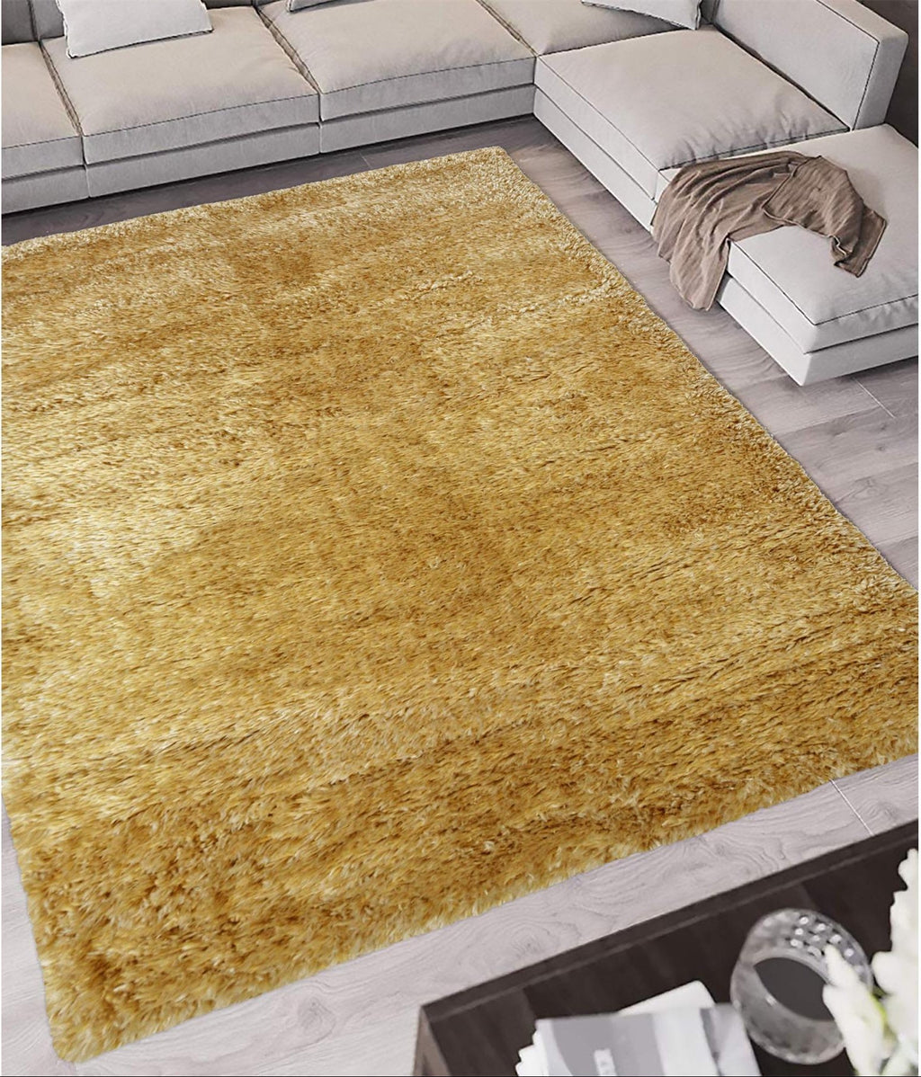 Lagom Ochre Shaggy Polyester Natural Rug