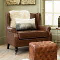 Fulham Brown Leather Wing Armchair