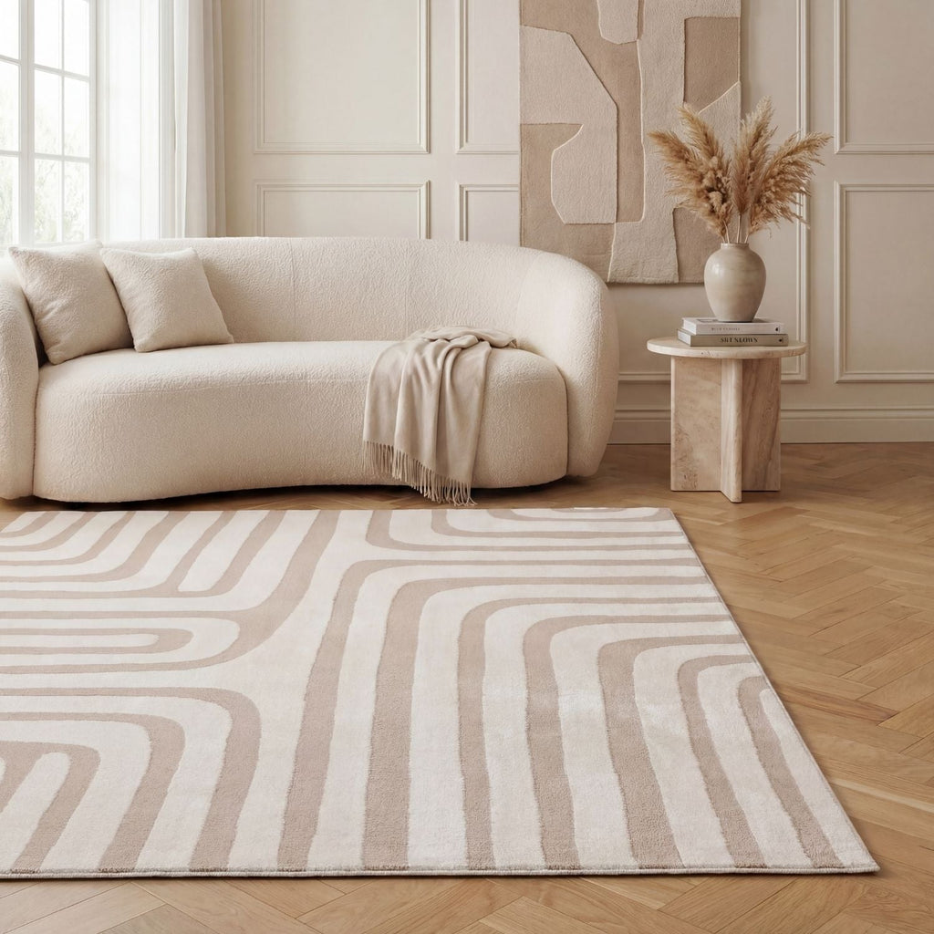 Loft Geometric Beige Polyester Modern Rug