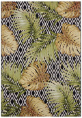 Indoor-Outdoor Leaves Polyester Natural Modern Rug