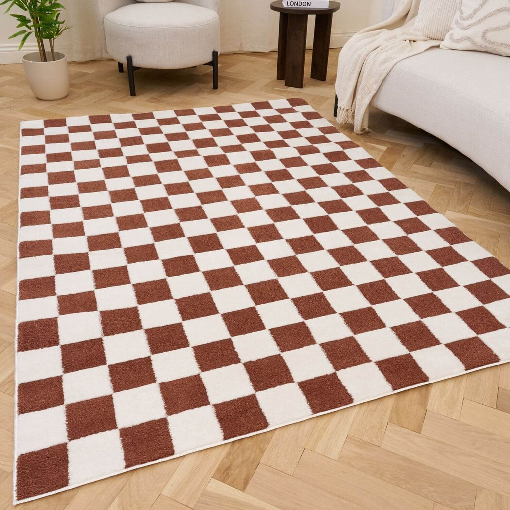 Loft Checkerboard Terra Cream Contemporary Rug