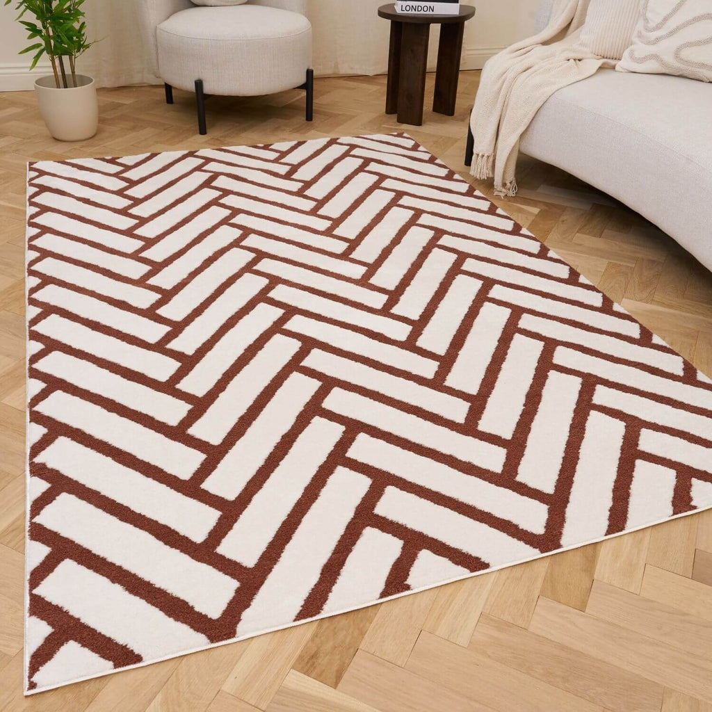 Loft Chevron Terra Cream Modern Rug