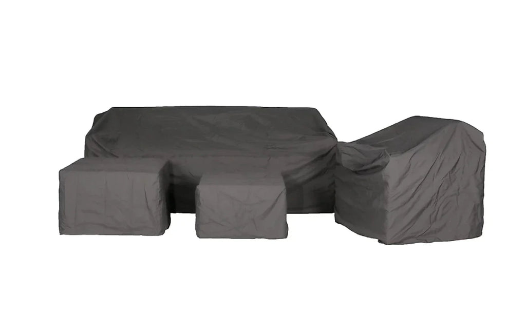 Marbella Grey 5-Seater Garden Sofa Set with Ottoman and Cover Bundle