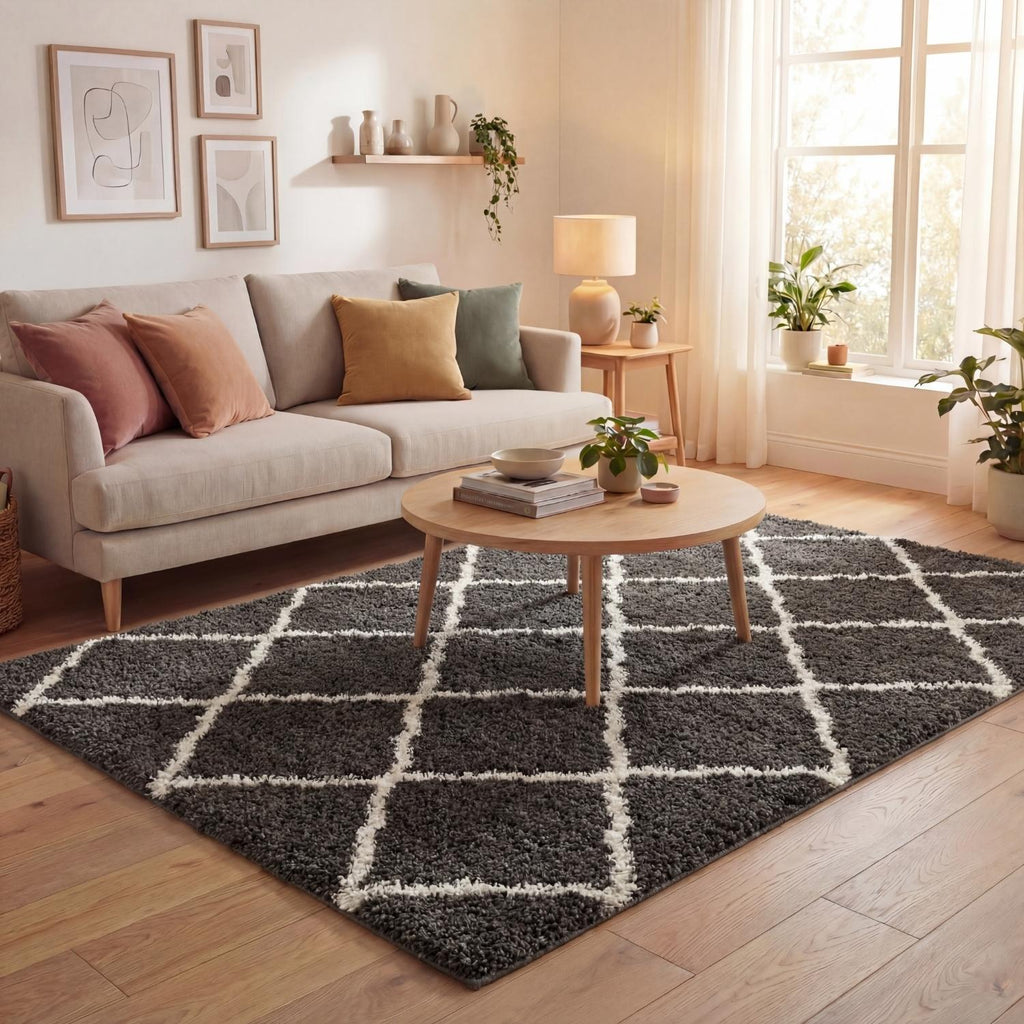 Moroccan Dark Grey Shaggy Rug